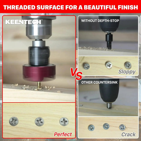 Carbide Tipped Countersink Drill Bit With Depth Stop 82 Degree 3/8 Inch Diameter, 1/8 Drill Diameter, 1/4 Shank, KEENTECH in use