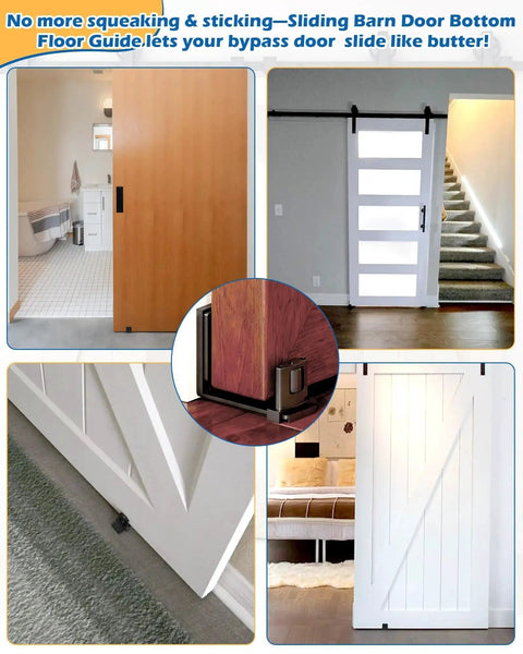 Sliding Barn Door Floor Guide With Wall Mount For Space Saving Performance Adjustable U Shape Flush Design Quiet Nylon Rollers