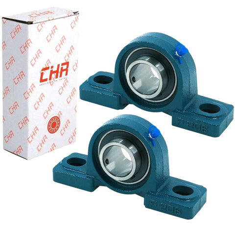 Two Pack UCP205 16 Chrome Steel Pillow Block Bearings With One Inch Bore Mounted Bearings Built Tough Cast Iron Housing ISO 9001 2015