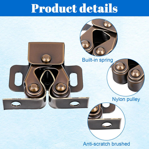Product details of 4 Pack Double Roller Cabinet Latch Hardware For Cupboard Closet Kitchen Doors And RV Cabinets Closure Catches