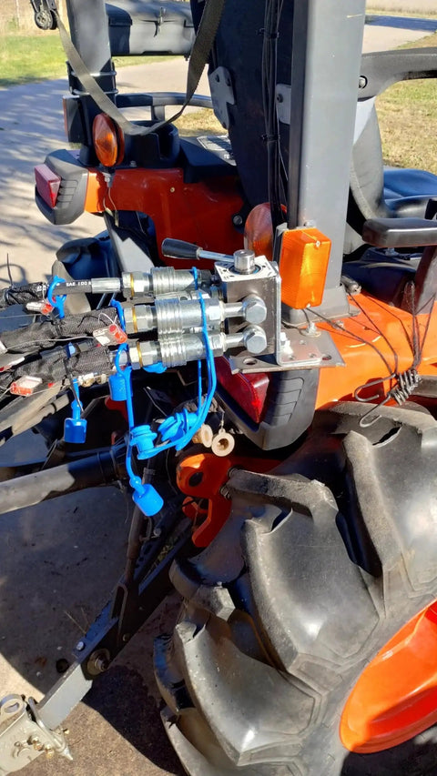Manual 6 Port Tractor Remote Diverter Valve Converts One Remote Into Two Inlets And Four Outlets With Mounting Bracket Installed