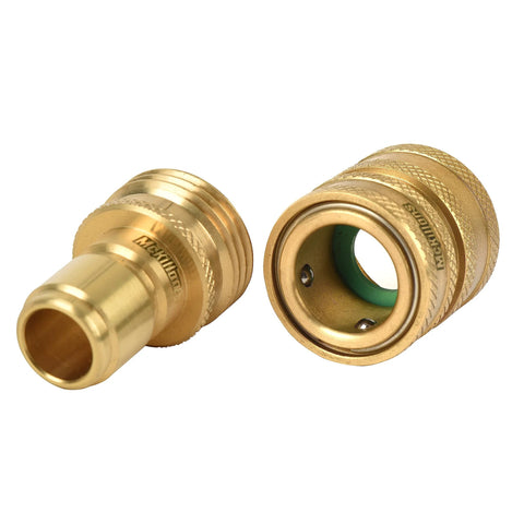 McKillans brass pressure washer quick-connect kit, M22-14mm to 3/8 in male/female fittings, 2-piece set
