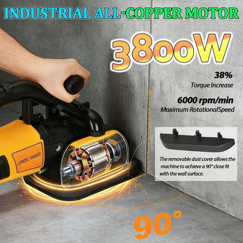 Close-up of Heavy Duty Floor Concrete Polisher And 4 Head Grinder With Wet Dry Mode 3000 RPM Torque Boost against wall