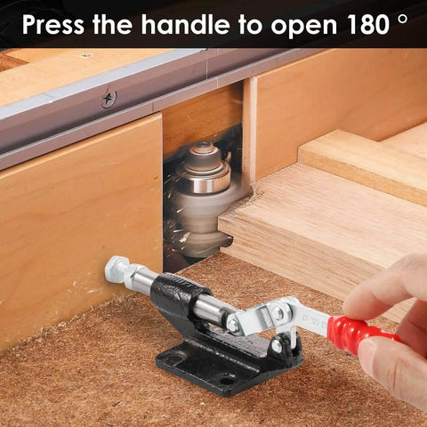 Heavy Duty Toggle Clamp Set 2 Pack Quick Release Push Pull Latch With 32 Mm Stroke And 500 Lbs Holding Power Adjustable M8x35mm Shaft in use