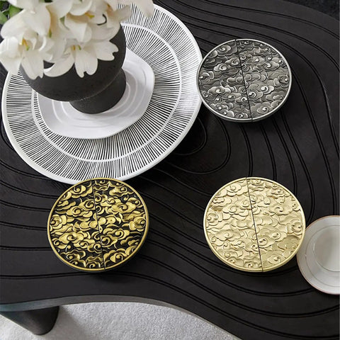 Two Pack Half Moon Cabinet Pulls Chinese Style Handle Antique Zinc Alloy Gold Finish on decorative table