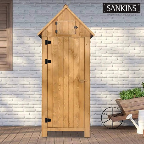 Wooden outdoor shed with heavy duty gate hinges three and a half inch black iron with rust resistant powder coat and galvanized finish.