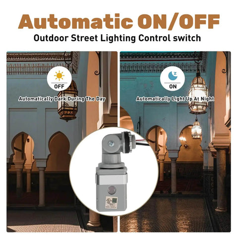 Dusk To Dawn Photocell Sensor For Outdoor Lighting 2 Pack Auto On Off Photoelectric Switch demonstration with porch lights