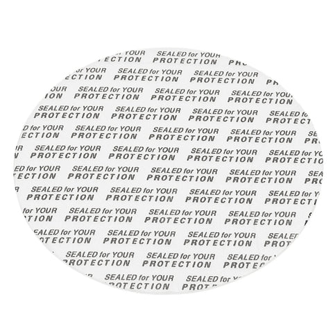 PATIKIL 89mm foam lid liner, round white foam seal with SEALED for YOUR PROTECTION print