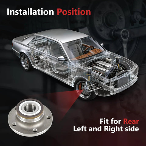 Two Piece Rear Wheel Bearing Hub Assembly Fits Audi Q3 And TT Plus VW Arteon Beetle CC Eos Golf GTI Jetta Passat Tiguan Limited 5 Lug ABS Direct Fit Replacement With ABS Sensor Included.