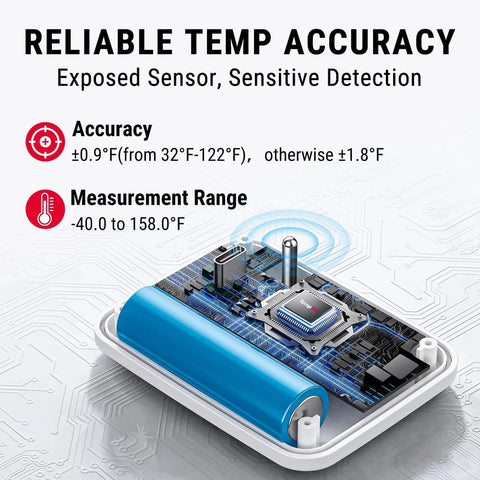 Wireless Refrigerator And Freezer Thermometer With Alarm No Setup Needed 500 Feet Range High Accuracy Rechargeable Sensor