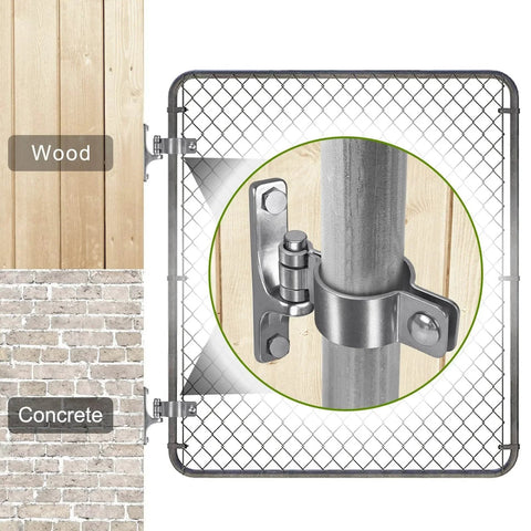 304 Stainless Steel Gate Hinges Two Pack Heavy Duty One And Three Eighths Inch Pipe Hinge With Five Eighths Inch Pin Wall Mount on Fence