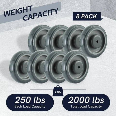 5 Inch Shopping Cart Replacement Wheels Kit 8 Pack With Polyurethane Tread And Stepped And Full Tread Face Caster Wheels