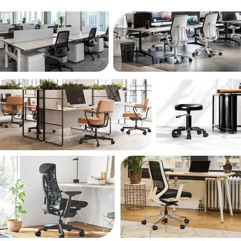 Office chairs showcasing Universal Replacement Office Chair Wheels Set Of 5 From Sytopia With 7/16 X 7/8 Inch Stem, 2 Inch Upgraded Quiet Casters.