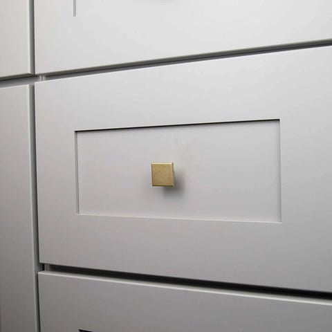 Square Cabinet Knob Set 10 Pack In Brushed Brass One And Three Sixteenths Inch For Kitchen Cabinets Dressers And Bathroom Drawers By Hickory Hardware Go To Modern Hardware Upgrade With Durable Metal Construction And Easy Install