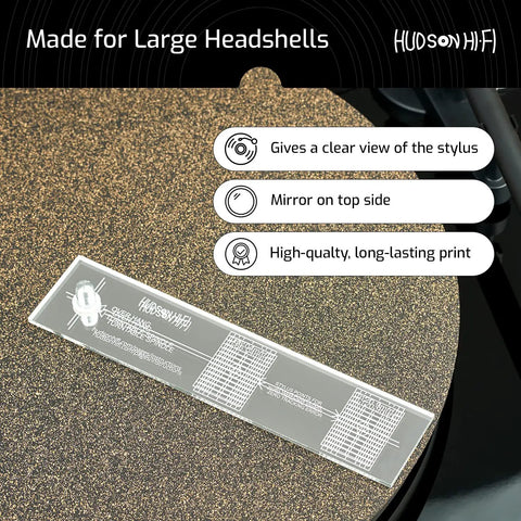Mirrored Turntable Phonograph Cartridge Alignment Protractor for One Half Inch Cartridges with S Shaped Arm Eliminate Tracking Errors Easy Setup Guide Printed Directly on the Tool LP Vinyl Phono Stylus Alignment Accessory VTA Sold Separately on turntable