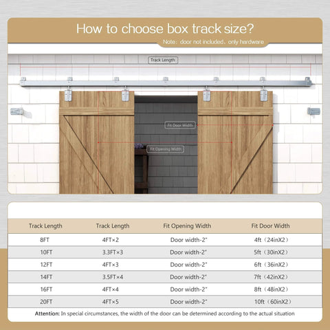 Heavy Duty Outdoor Sliding Barn Door Hardware Kit Made From Galvanized Steel With Anti Corrosion Finish, 450 Lbs Capacity diagram