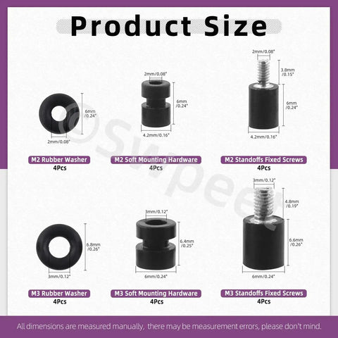 24Pcs M2 M3 Rubber Flight Controller Anti Vibration Kit With Fixed Screws Damper Balls Washers O Rings Spacers Standoffs