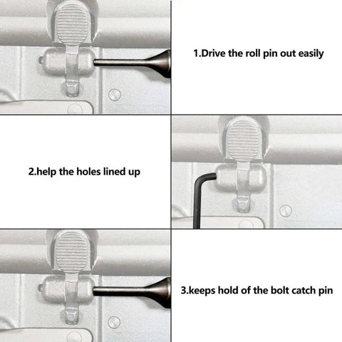 Bolt Catch Pin Install And Removal Tool Kit With Starter Punch In Tin Case for AR 15 Lower Receiver Maintenance demonstration