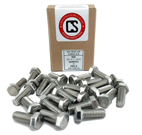 Stainless 3/8-16 Hex Head Bolts Set 304/18-8 Stainless Steel USS Coarse Thread 25-Piece Kit With Lengths From 3/4 To 5 Inches