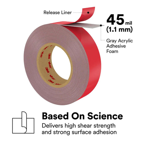 VHB double-sided acrylic foam tape 4611 dark gray, 45 mil with release liner, high-temp structural mounting adhesive roll