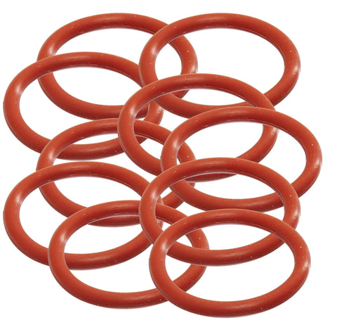 Silicone O-ring set, red, 70A durometer, 1-1/4 in ID / 1-1/2 in OD, 1/8 in thick, pack of 10