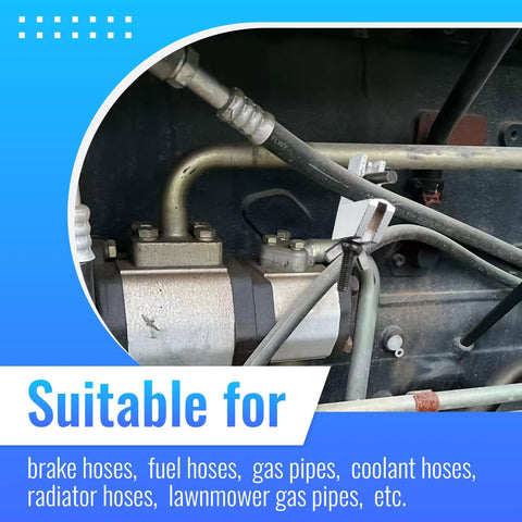 Feekoon brake line clamp, 2-pack metal hose pinch pliers for hoses up to 1 inch, installed on automotive hose in engine bay.