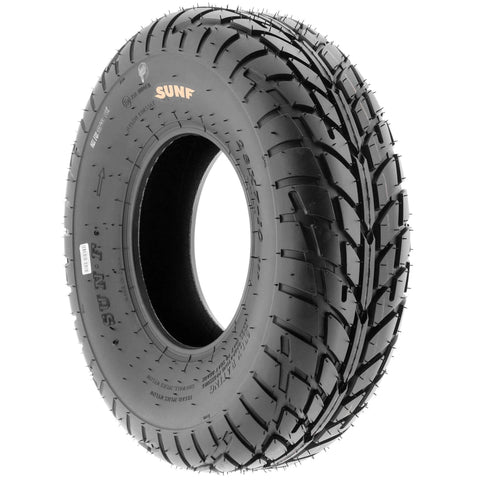 Front view of Versatile All Terrain ATV UTV Tire Set Of 2 6 Ply Tubeless A021 14570-6 On 6 Inch Rims for rough off-road use