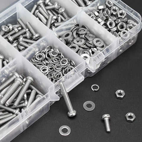 M3 Metric Phillips Pan Head Machine Screws Kit In Six Sizes 6mm 8mm 10mm 12mm 16mm 20mm With Hex Nuts Lock Washers Flat Washers 304 Stainless Steel