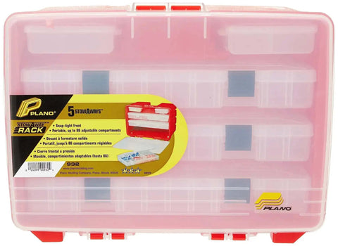 Portable Stow Away Rack Organizer With Cover In Bright Red, Grab-And-Go Tool And Craft Storage Box With Snap Tight Front Cover