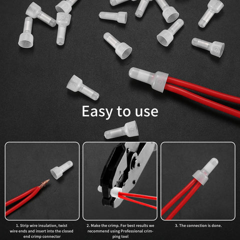 woshilaoDS nylon insulated closed-end crimp connectors kit, 250 pcs for 22-16/16-14/12-10 AWG (CE1/CE2/CE5).