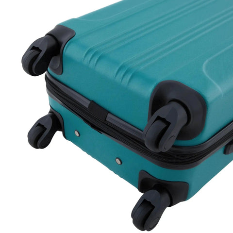 Teal 22 Inch Expandable Hardside Spinner Carry On Luggage With Durable ABS Shell and 360 Degree Wheels close-up