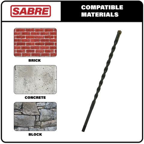 Three Sixteenth Inch Drill Bit Set Measuring Five And A Half Inches Long Ten Pack Carbide Tipped for Concrete Brick and Stone