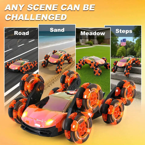 8 Wheel Gesture Sensing RC Stunt Car With 360 Degree Flips And Dual Sided Off Road Driving Lights And Music for Kids