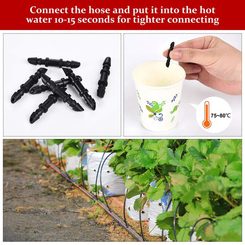 Mudder 150-piece black 1/4-inch barbed irrigation fittings for drip tubing systems