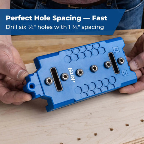 Pro Grade Shelf Hole Jig For Clean Wobble Free Shelves With Six Hardened Steel Drill Guides, Five Mm Hole Size, Increments Of One And A Quarter Inches, And A 32 Mm System, Durable Diy Woodworking Tool For Precise Shelving Installations