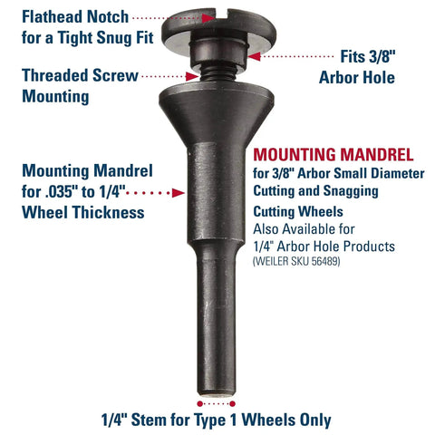 Die Grinder Cutoff Wheel And Mandrel Kit With 3 Inch Wolverine T1 Thin Cutoff Wheels And 1 Mandrel Includes 10 Cutting Discs