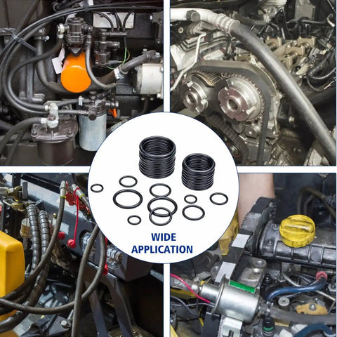 All In One Buna N 90 O Ring Seal Kit For Flat Face Hydraulic Fittings Packed 180 Pieces In Eight Sizes displayed with equipment