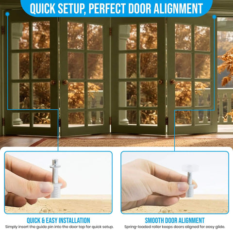 Spring Loaded Bi Fold Closet Door Top Roller Guides Seven Eighths Inch Diameter Replacement Four Pack for smooth installation