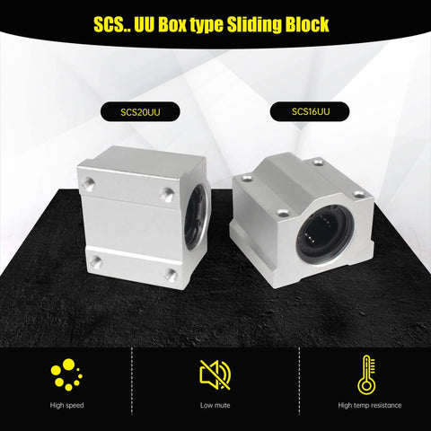 Set Of Four 16mm Linear Bearing Pillow Blocks SCS16UU Closed Type For Smooth Linear Motion on black surface