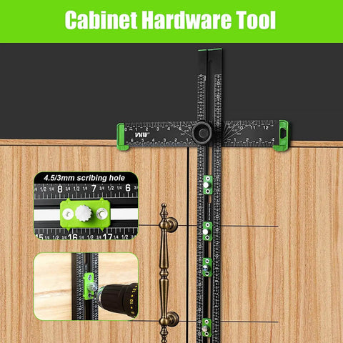 6 In 1 Adjustable T Square With 24 Inch Drilling Positioning Ruler Cabinet Hardware Jig And Marking Gauge Tools For DIY Woodworking