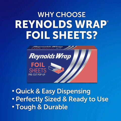 No Fuss Pre Cut Pop Up Aluminum Foil Sheets 14 By 10.25 Inches Each Pack Of 5 50 Sheets Per Box 250 Total Easy Prep for cooking