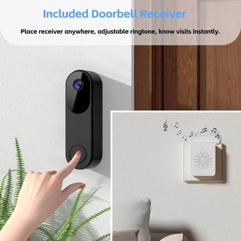 Wireless Video Doorbell Camera With Battery Power For Front Door, Color Night Vision For Day And Night Monitoring, Two Way Audio