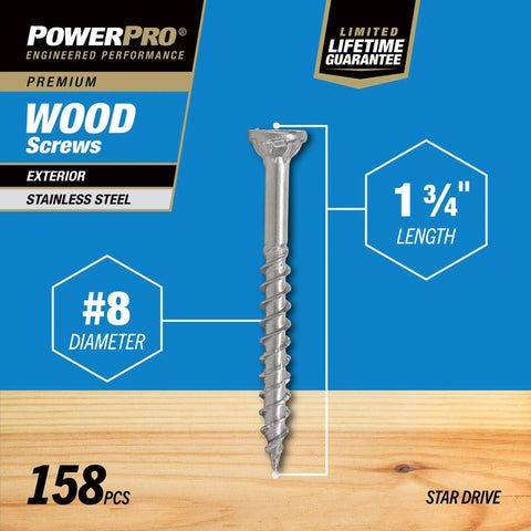 Premium Stainless Marine Deck Screws For Outdoor Wood Projects Inch Size Eight By One And Three Quarters Fastener Pack 172 Pieces 1 Pound Box Rust Resistant Coated 305 Stainless Steel For Faster Driving And Lasting Outdoor Use