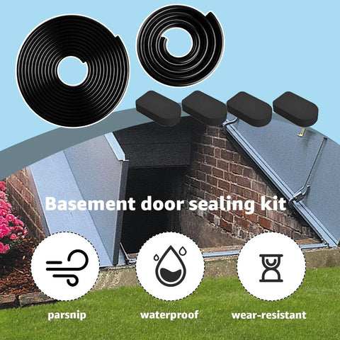 Easy Install Basement Door Seal Kit Replacement For Bilco Systems with U Shaped Gasket Bulb Trim Gasket Cap Pads.