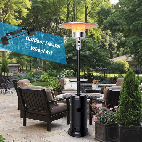 Universal Patio Heater Wheel Kit For Easy Mobility Fits Gas Propane Heaters With Round Base And Pyramid Styles