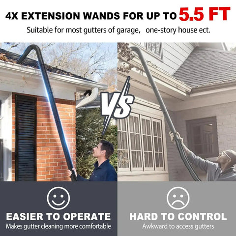 Comparison of Ground Level Gutter Cleaning Tool Attachments For 2.5 Inch Shop Vac with easier reach vs awkward angle