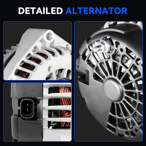 Close-up of Beefy 160 Amp Alternator Replacement For 2007 To 2014 GM Trucks And SUVs with CNC machined aluminum housing.