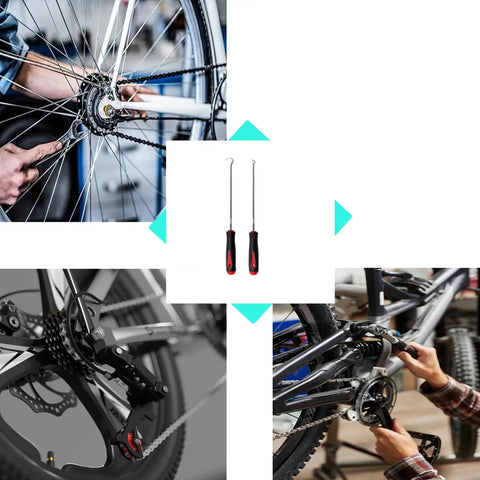 Oil Seal Hook Tool Set 2 Pack Heavy Duty Steel Seal Pullers With Non Slip Handles for safe automotive transmission seal removal.