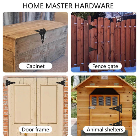 8 Inch Heavy Duty Decorative T Hinge For Sheds Gates And Barn Doors With Included Screws Black Finish 4 Pack installed on various structures