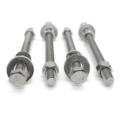 Heavy Duty 5/16-18 X 4 Inch Stainless Steel Hex Head Bolts Kit With Fully Threaded Shafts Includes Hex Nuts Fender Flat Washers And Split Lock Washers 304 Grade Stainless Steel All In One Bolt Set By Bolt Fullerkreg